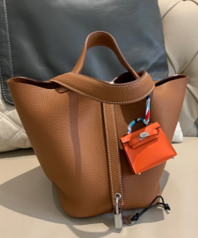 에르메스 피코탄 락18 골드브라운 은장 끌레망스 가죽